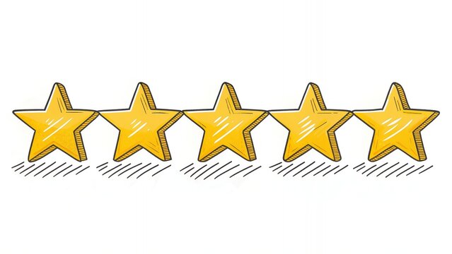 Five Gold Stars Rating Customer Review Icon Sketch Drawing