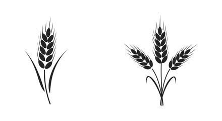 Black wheat icons on white background for design and illustration purposes