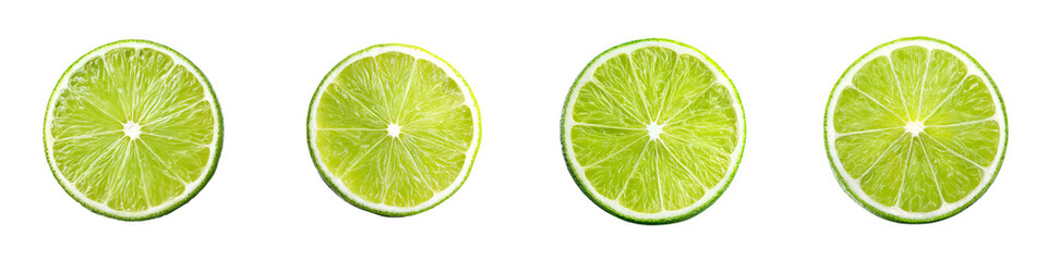 Lime Slices: Fresh Citrus Fruit Isolated on White Background