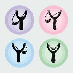 Slingshot Icon Set in Colorful Circular Background