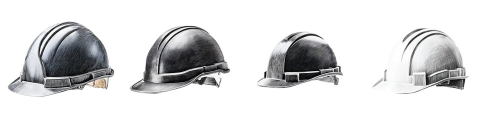 Obraz premium Watercolor Safety Helmet Set: Construction and Industrial Gear