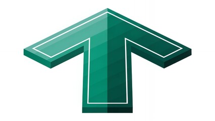 Isometric Green Arrow Pointing Up on White Background