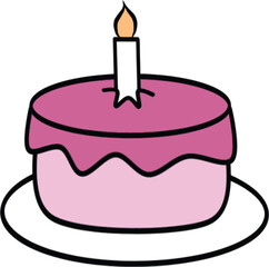 Birthday cake with candle, perfect for celebrations, parties, and special events, festive