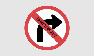 No Right Turn Sign, Red Circle Prohibition Symbol, Traffic Regulation, Road Safety Graphic, Vector Illustration, Transportation Icon