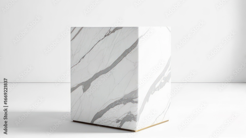 Poster White marble cube side table