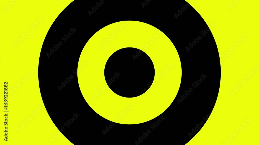 Poster abstract futuristic background animation of yellow rings wave motion with blue lights, 4k seamless c