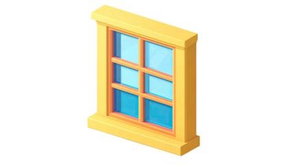 window isometric 3d rendering on white background