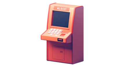 ATM machine 3d rendering on white background