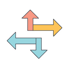 Interconnected Arrows Pointing in Different Directions Conveying Movement and Guidance