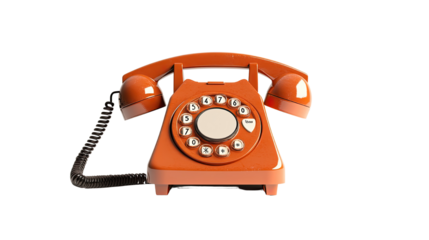 orange old rotary dial telephone 3d rendering on white background