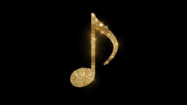 Luxury Music note with golden glitter, alpha channel


