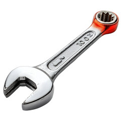 A silver wrench with a red end isolated against color on transparent background