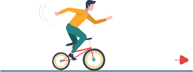 A man riding a bicycle against a plain white background.