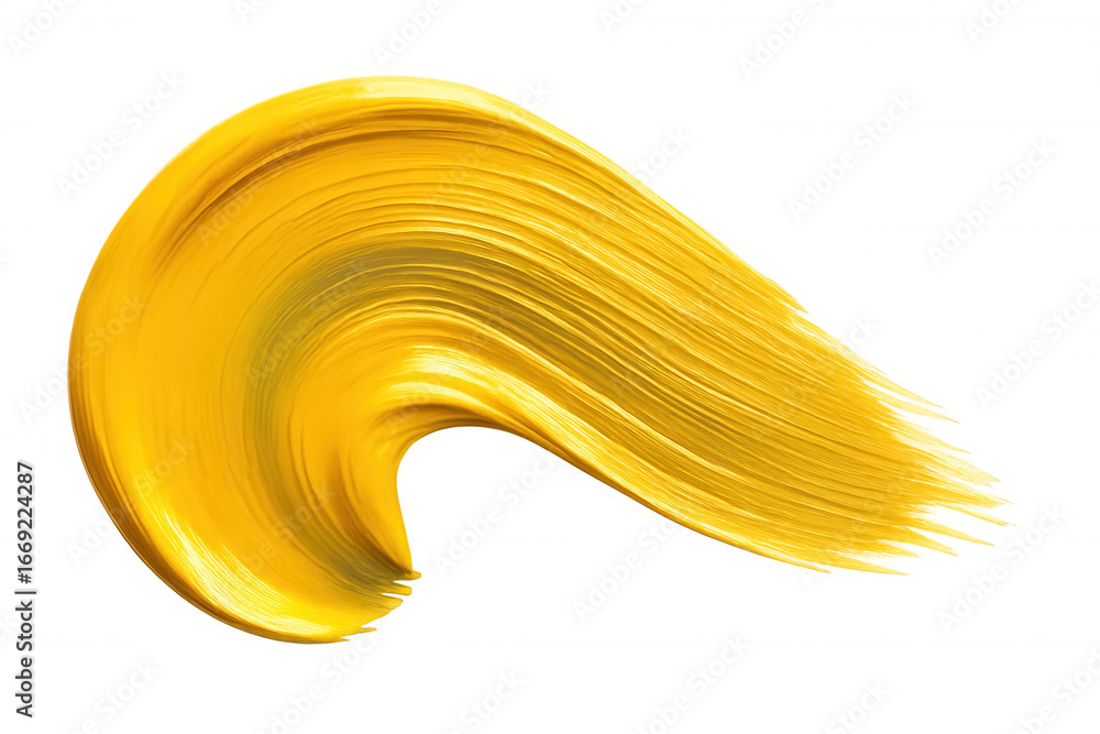 Poster thick yellow paint is being brushed on a transparent background, creating a vibrant and dynamic visu