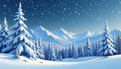 Fototapeta premium Elegant Winter Snowy Landscape with Artistic Aesthetic