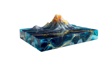 Abstract Mountain Range Sculpture on Resin Base