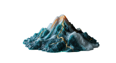 Abstract Mountainous Landscape with Gold Veins