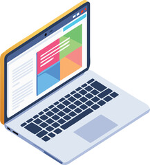 A laptop displaying a vibrant, colorful screen with various hues and patterns.