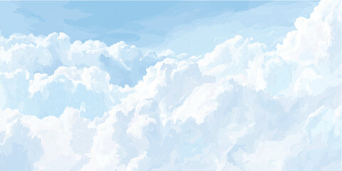 Watercolor background texture, cloudy and soft sky blue blurred and grainy blue texture clouds, blue watercolor paper texture background	