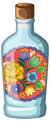 Decorative Glass Bottle with Colorful Floral Label