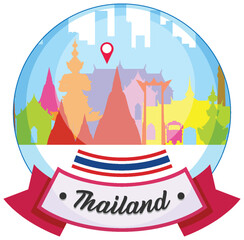 Colorful Thailand Landmark Vector Illustration