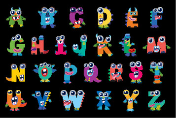 Colorful Monster Alphabet Vector Illustration