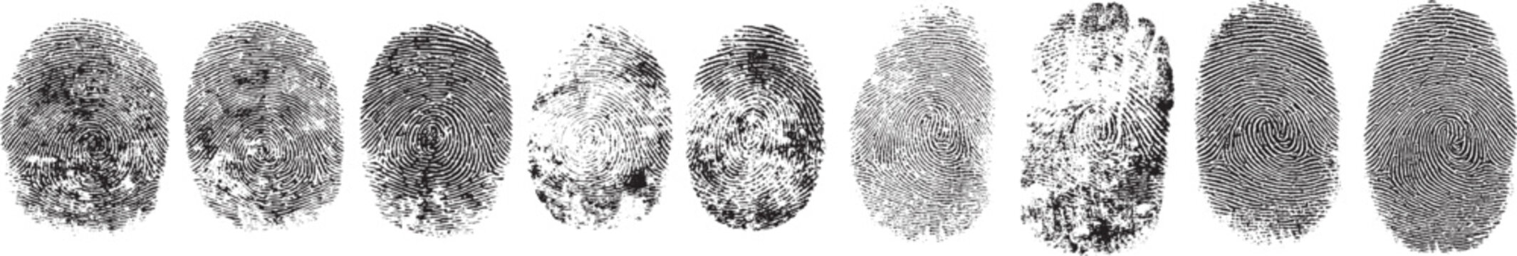 Fingerprint thumbprint set isolated. Set fingerprint scanning icon sign
 