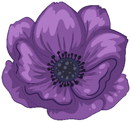 Purple Anemone Flower Vector Illustration with Bold Petals