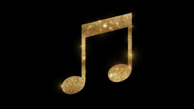 Luxury Music note with golden glitter, alpha channel

