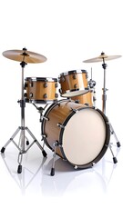 Golden Drum Kit Studio Setup on White Background