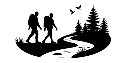 Mountain Skyline Landscape Vector Illustration for Hiking and Outdoor Adventure Themes, Nature Posters, Travel Designs, Wilderness Prints, Camping Graphics, and Scenic Background Projects