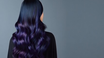 Black to Amethyst Purple Gradient Waves in Dramatic Salon Photography