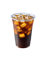 Iced americano coffee in a plastic cup
