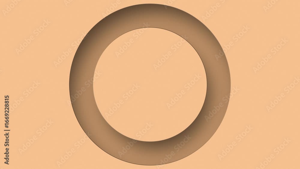 Poster abstract futuristic background animation of dark smooth 3d rings wave motion with cream colour ring,