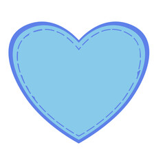 Flat vector illustration of blue heart shape with outline, isolated on white background, perfect for decoration, love, and design.