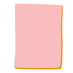 Flat vector illustration of simple pink rounded rectangle shape with yellow edge, isolated on white background, suitable for template design.