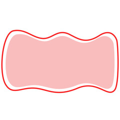 Flat vector illustration of abstract red wavy frame border design, isolated on white background, perfect for labels and decoration.