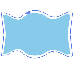Blue outlined wavy frame with dashed border, minimal design element for cards, invitations, or decoration.
