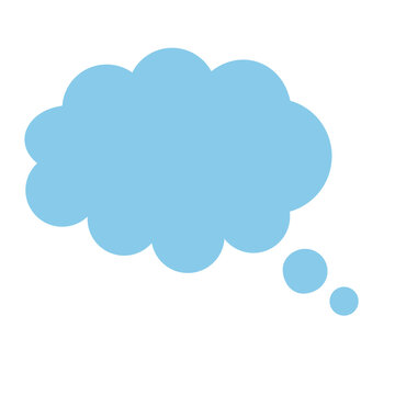 Simple blue thought bubble icon for text, message, note, comic, speech, and communication design element.