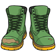 Clean and dirty boots comparison isolated vector illustration on white background
