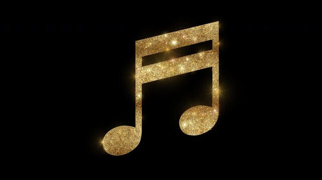 Luxury Music note with golden glitter, alpha channel

