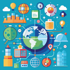 Modern infographic illustration with colorful elements and text