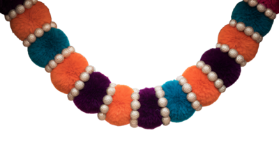 Festive Colorful Pom-Pom Decoration with Ornamental Details