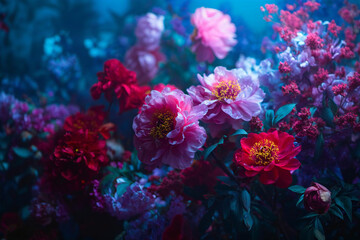 幻想的に輝く花のクローズアップ