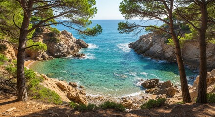 Fototapeta premium Coastal Cove Between Trees