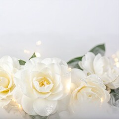 Obraz premium An exquisite single white rose in perfect bloom, its delicate petals gently bathed in a soft, ethereal light