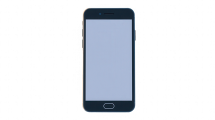 A modern smartphone is centered on a clean background featuring a blank screen that highlights its elegant and minimalist design ideal for various applications
