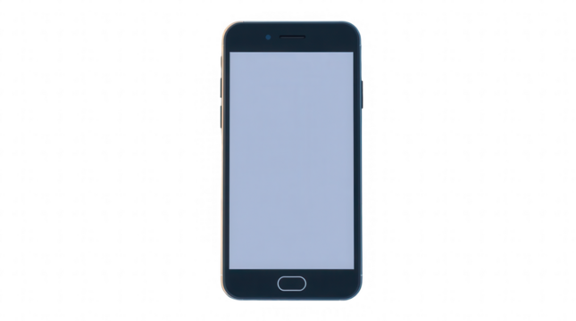 A modern smartphone is centered on a clean background featuring a blank screen that highlights its elegant and minimalist design ideal for various applications