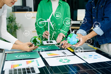 ESG concept of environmental, Green ethical business preserving resources, reducing CO2, Business...