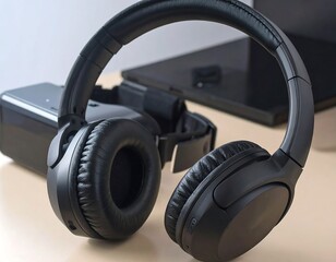 Wireless Headphones with Desk Setup.